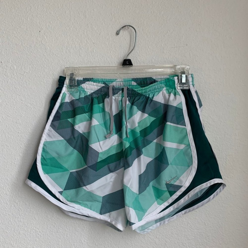 nike | green graphic running shorts
